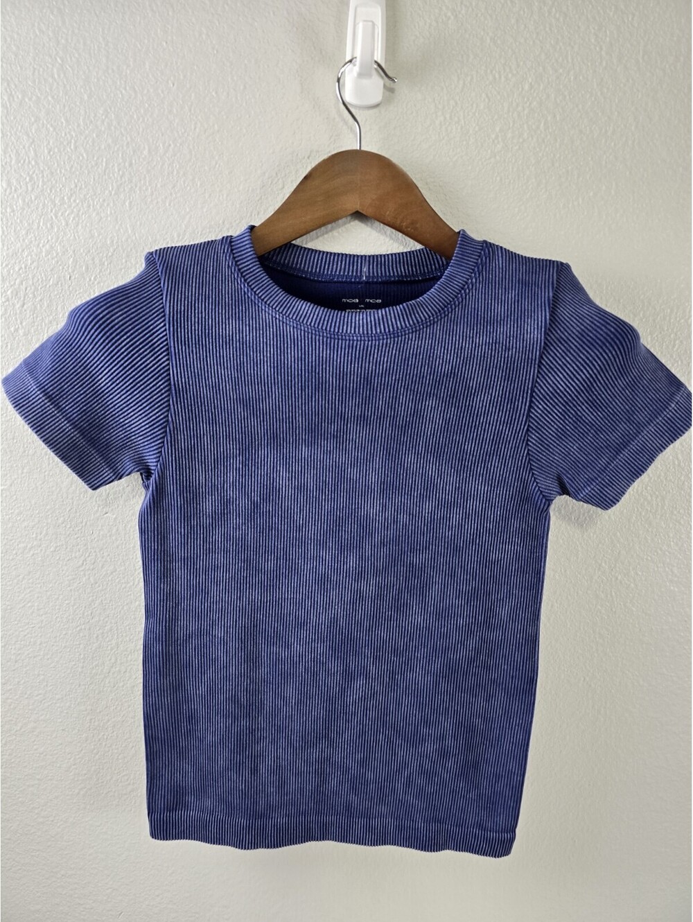 Womens Moa Moa L/Xl Blue Short Sleeve Blouse Top Crew Neck Shirt NWT
